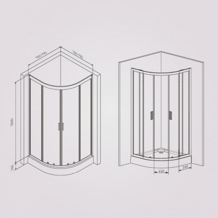 W90G-401-080BT Душевое ограждение AM.PM Gem 1/4 Rond 80x80 стекло прозрачное, профиль черный матовый