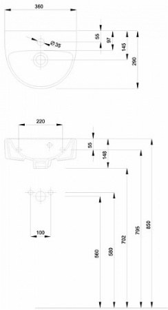 Умывальник Kolo Nova Pro M32136000 36 см