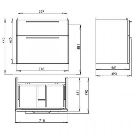 Тумба под умывальник Kolo Traffic 89436000 75 см, платиновый глянец