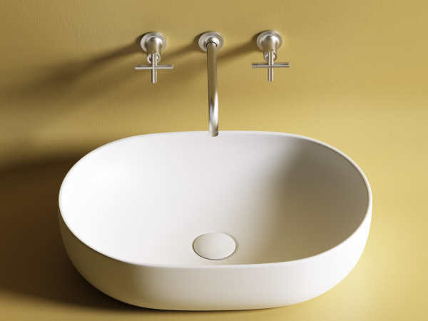 Умывальник чаша накладная овальная Ceramicanova Element 600*415*135мм, Белый матовый, CN6047MW