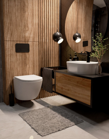 AQM2002MW Унитаз подвесной с сиденьем SoftClose, технология смыва Rimless, скрыт. крепеж. Белый мат