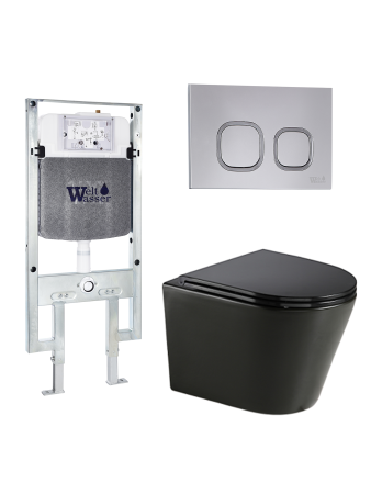 Комплект инсталляции с унитазом Weltwasser AMBERG 497 ST + SALZBACH 043 GL-BL + AMBERG RD-CR