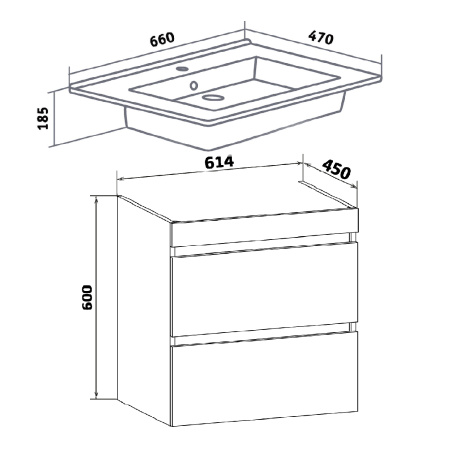 Тумба под раковину Runo подвесная белая (под умывальник Оскар 65 Оскар 65) Манхэттен 65 (00-00001046)