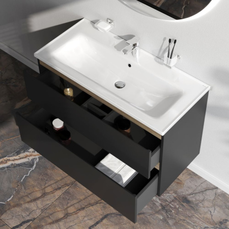 M85AFHX1002BM X-Joy База под раковину AM.PM, подвесная, 100 см, 2 ящика, черный матовый