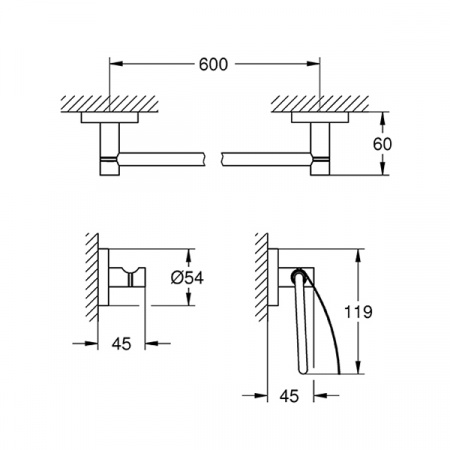 Набор аксессуаров 3 в 1 Grohe Essentials 40775001