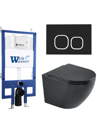 Комплект инсталляции с унитазом Weltwasser BAMBERG 545 + MERZBACH 043 MT-BL + BAMBERG BL
