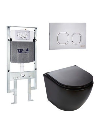 Комплект инсталляции с унитазом Weltwasser AMBERG 497 ST + MERZBACH 043 MT-BL + AMBERG RD-MT CR