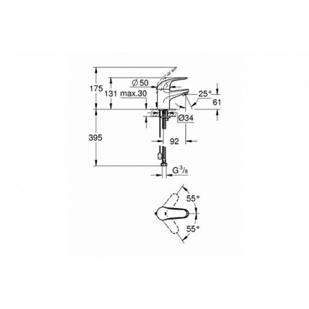 Смеситель для умывальника Grohe Euroeco 32881000 с цепочкой