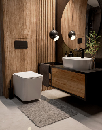 AQM2003 Унитаз подвесной с сиденьем SoftClose, технология смыва Rimless, скрытый крепеж. 530x365x360