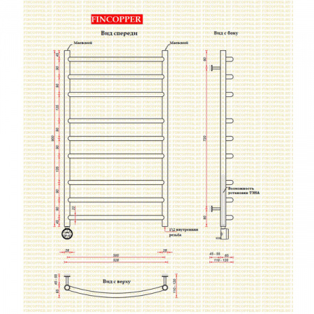 Полотенцесушитель Fincopper (FC) 900x500 Chrome