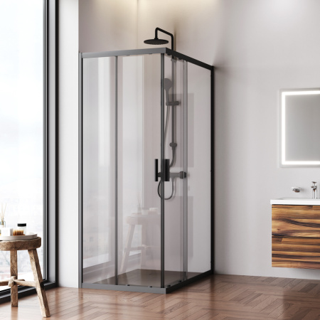 W90G-403-120280-BT Gem Душевое ограждение AM.PM прямоугольн.,раздвиж.двери 120x80 черный мат.,стекло прозрачное
