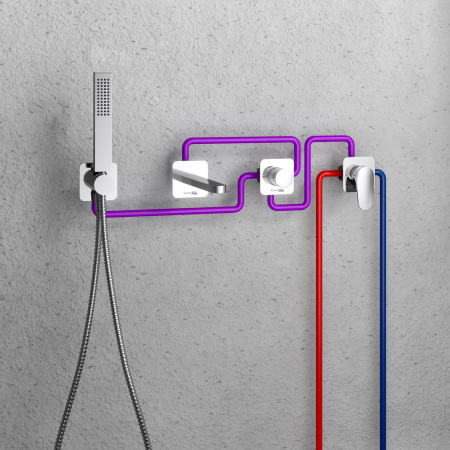 Встраиваемый комплект для ванны WasserKRAFT с лейкой и изливом A1451.272.274.275.100.276