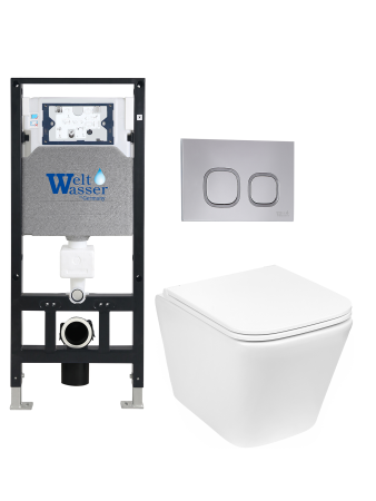 Комплект инсталляции с унитазом Weltwasser AMBERG 506 + GELBACH 043 GL-WT + AMBERG RD-CR