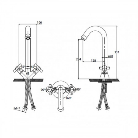 Смеситель для мойки Kaiser Cross 41033 Сhrome