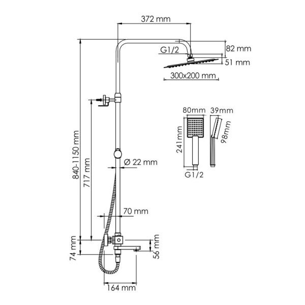 Душевая система WasserKRAFT A199.069.141.010.CH Thermo с термостатическим смесителем