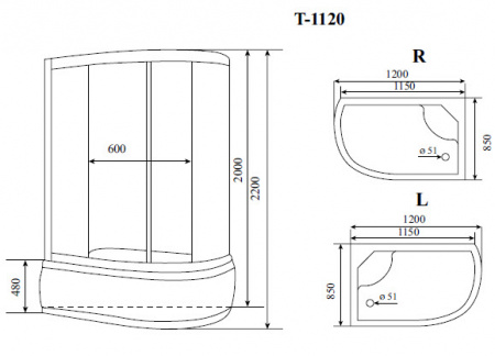 Душевая кабина Timo Standart T-1120 P R 120x85x220