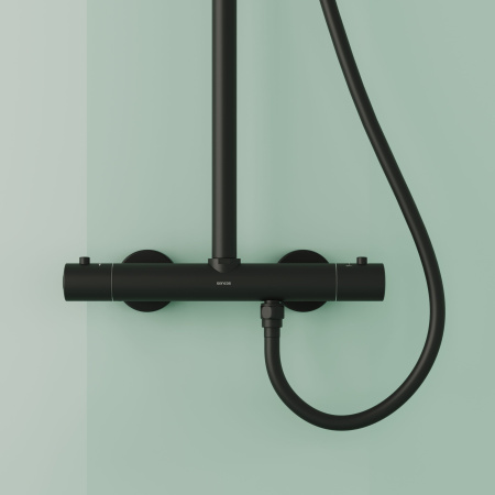 Душевая стойка SANCOS Game для душа с термостатическим смесителем, верхним и ручным душем, цвет черный матовый, арт. SC3002MB