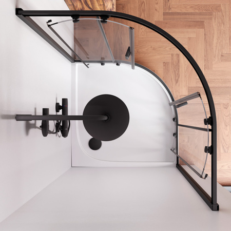 W90G-401-100BT Душевое ограждение AM.PM Gem 1/4 Rond 100x100 стекло прозрачное, профиль черный матовый