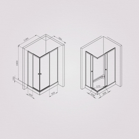 W94G-403-12080-BТ Душевое ограждение AM.PM X-Joy Square Slide 120х80, черный, прозрачное