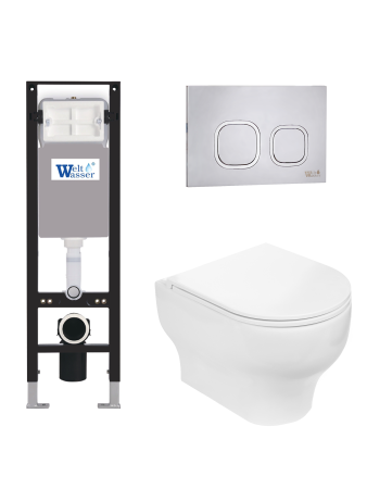 Комплект инсталляции с унитазом Weltwasser AMBERG 350 + ERLENBACH 004 GL-WT + AMBERG RD-MT CR