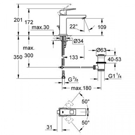 Смеситель для умывальника Grohe Eurocube 23445000