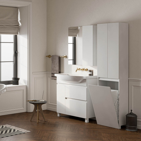 Тумба под умывальник Belux Неаполь напольная 85-02, Белый глянцевый