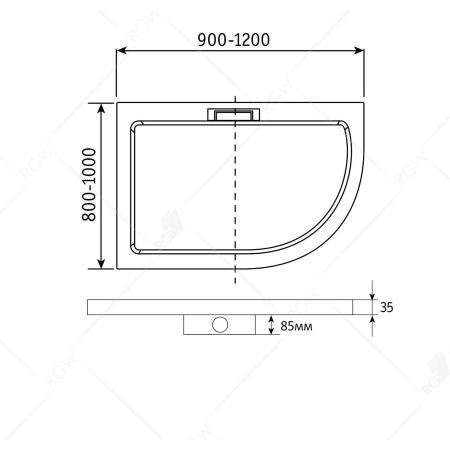 Душевой поддон асимметричный RGW GWS-41L 03150490-01L 90х100х3.5 см