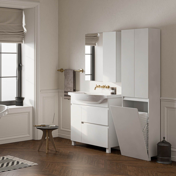 Тумба под умывальник Belux Неаполь напольная 85-02, Белый глянцевый