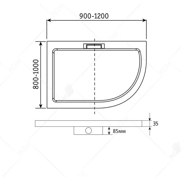 Душевой поддон асимметричный RGW GWS-41R 03150492-01R 90х120х3.5 см