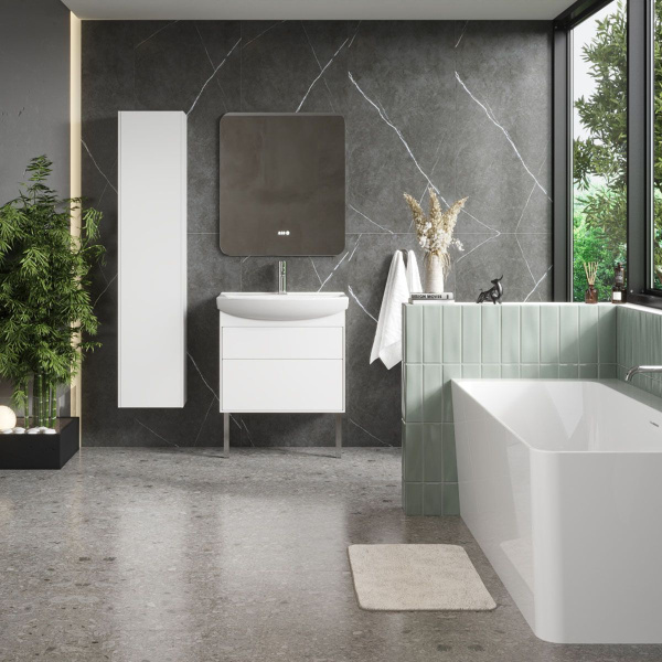 Тумба под умывальник Belux Клермонт напольная 70-02, белый глянцевый