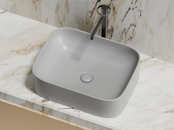Умывальник чаша накладная прямоугольная Ceramicanova Element 505*380*150мм, серый матовый, CN6052MSG
