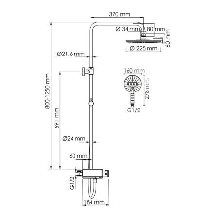 Душевая система WasserKRAFT A113.067.059.CH Thermo с термостатическим смесителем