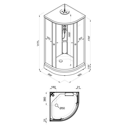 Душевая кабина Тритон Щ0000067302  Грэй-Блэк 90*90 А (ПД31)