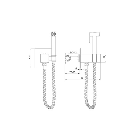 Смеситель с гигиеническим душем и термостатом, встраиваемая WONZON & WOGHAND, Черный матовый (WW-88829910-MB)