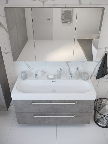 Тумба под умывальник Belux Стокгольм НП 100-02 Бетон Чикаго светло-серый (31)