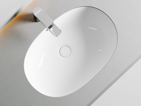 Умывальник овальный встраиваемый под столешницу Ceramicanova Element 565*385*210мм, с крепежом и шаблоном для установки, Белый, CN6044