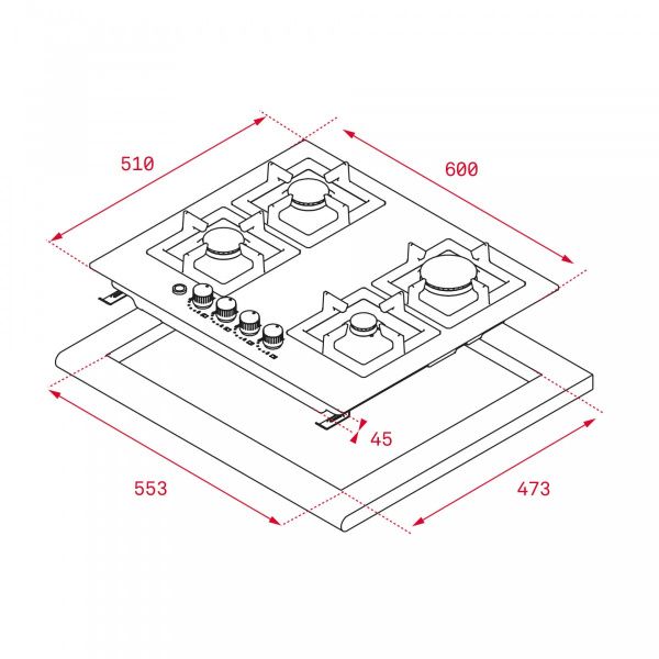 Газовая варочная панель TEKA EFX 60.1 4G AI AL DR CI NAT WHITE (E4) 112610032