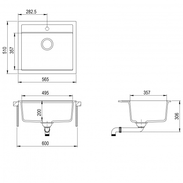 Кухонная мойка Aquasanita Quadro SQQ100W (graphite 222)