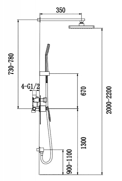 Душевая система встроенная Timo Helmi SX-4069/00-16SM хром-белый