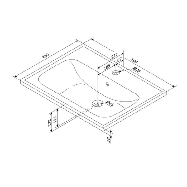 M85AWCC0602WG64 X-Joy, Раковина мебельная AM.PM, керамическая, 60 см, встроенная, цвет: белый, глянец