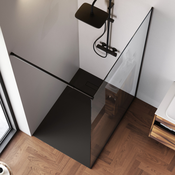 W84WI-120-F1-BTE Душевая перегородка AM.PM Func 120x200, стекло прозр. 8 мм + покрытие, профиль черный