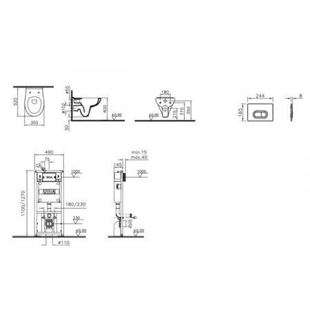 Унитаз подвесной VitrA S20 Rim-ex 9004B003-7202 с сиденьем микролифт и инсталяцией 3/блт