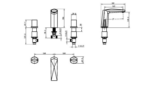 Смеситель для раковины Boheme Venturo 150-CR-ICE хром