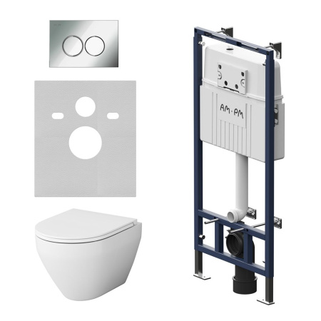 IS100151.701700 Инсталляция MasterFit с клавишей L глянц хром с подвесным унитазом Spirit V2.0 FlashClean с сиденьем