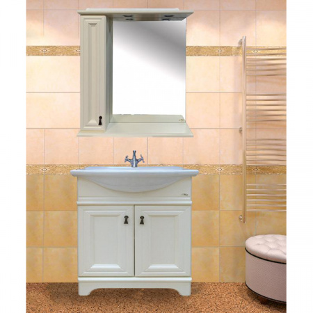 Зеркало-шкаф Misty Лувр 75 лев. слоновая кость П-Лвр03075-1014Л