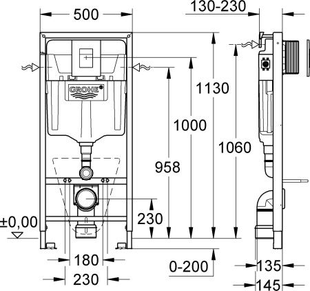 Инсталляция для унитаза Grohe Rapid SL 38775001