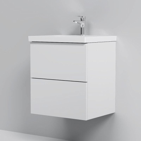 M90FHX0502WG Gem База под раковину AM.PM, подвесная, 50 см, 2 ящика push-to-open, белый, глянец