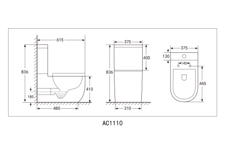 Унитаз ABBER Bequem AC1110 компакт белый, безободковый