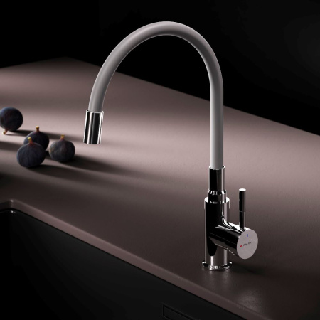 F85B07605 X-Joy S, Смеситель для кухни AM.PM с гибким изливом, серый/хром
