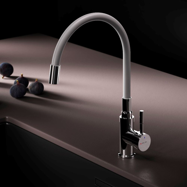 F85B07605 X-Joy S, Смеситель для кухни AM.PM с гибким изливом, серый/хром